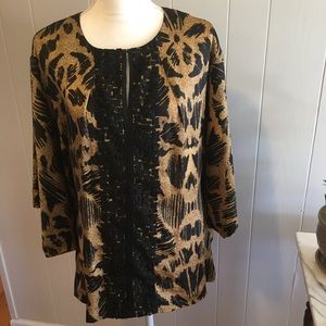 Dana Bachman Animal Print Poncho Style Top Size L